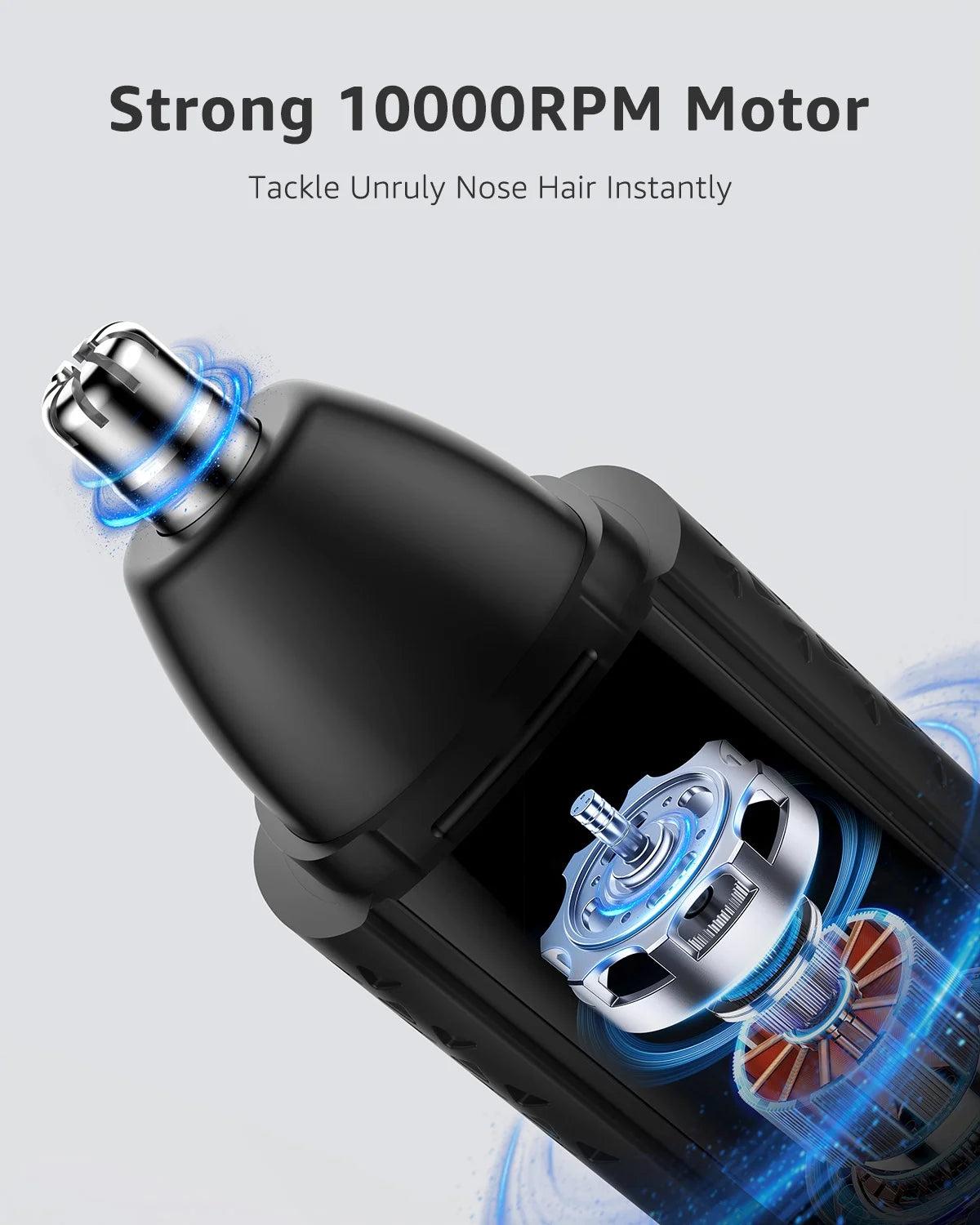 Nose & Ear Hair Trimmer for Men, 10,000 RPM Electric Trimmer with Vacuum Suction, IPX7 Waterproof, USB-C Fast Charging, Magnetic Blade, Painless & Easy Cleaning