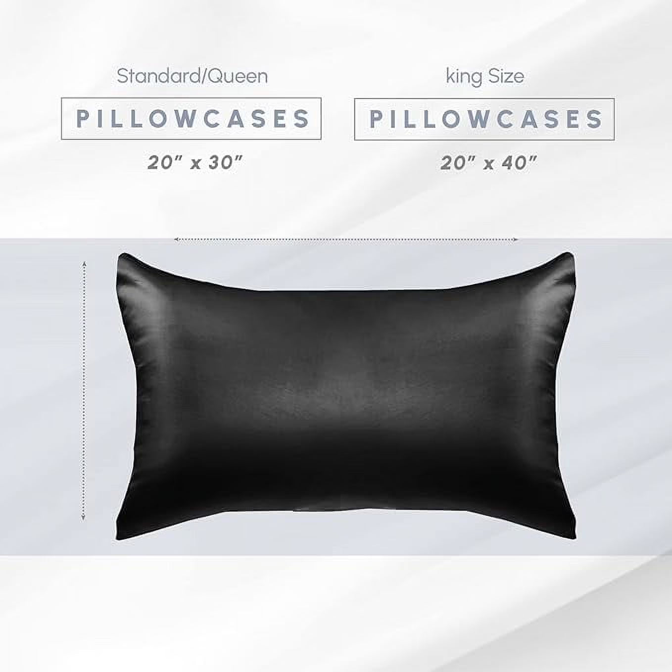 2 PACK Cooling Viscose Satin Pillowcase Set with Hidden Zipper Closure, Standard/Queen, Black