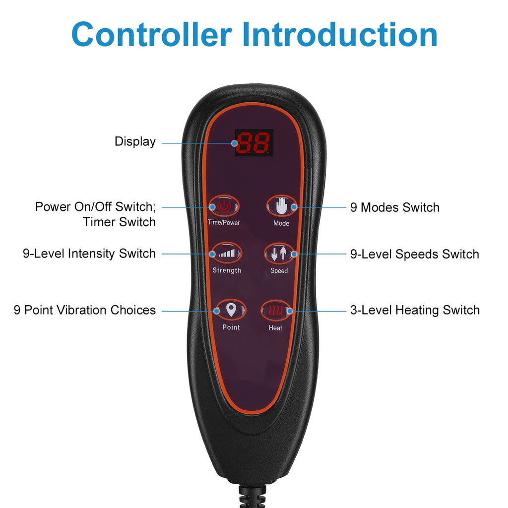 Full Body Electric Massage Mat W/Heat Vibration Massage Pad Cushion Back Massage
