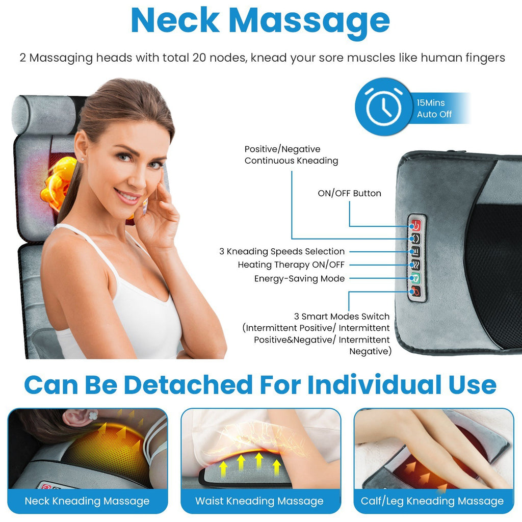 Full Body Electric Massage Mat W/Heat Vibration Massage Pad Cushion Back Massage
