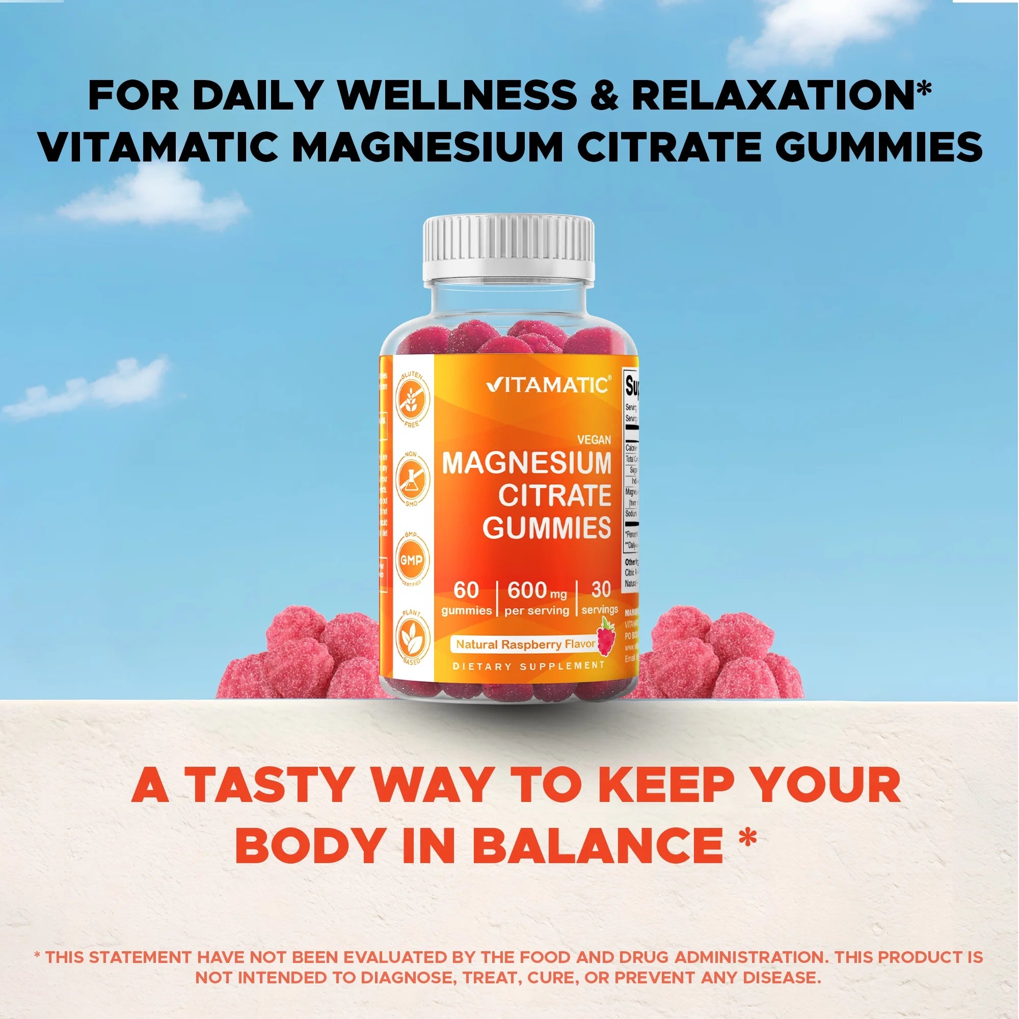 3 Pack -  Magnesium Gummies 600Mg per Serving - 60 Vegan Gummies - Promotes Healthy Relaxation, Muscle, Bone, & Energy Support