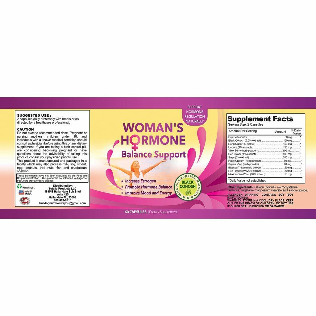 Black Cohosh 60 Capsules Women Menopause Hormone Balance Support plus Supplement
