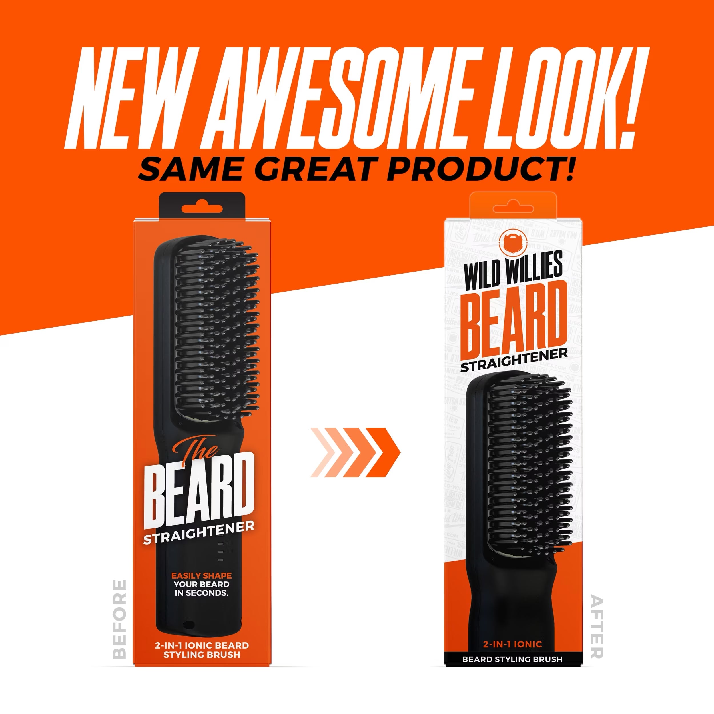 Wild Willie'S Beard Straightener, 2-In-1 Beard Ionic Styling Brush
