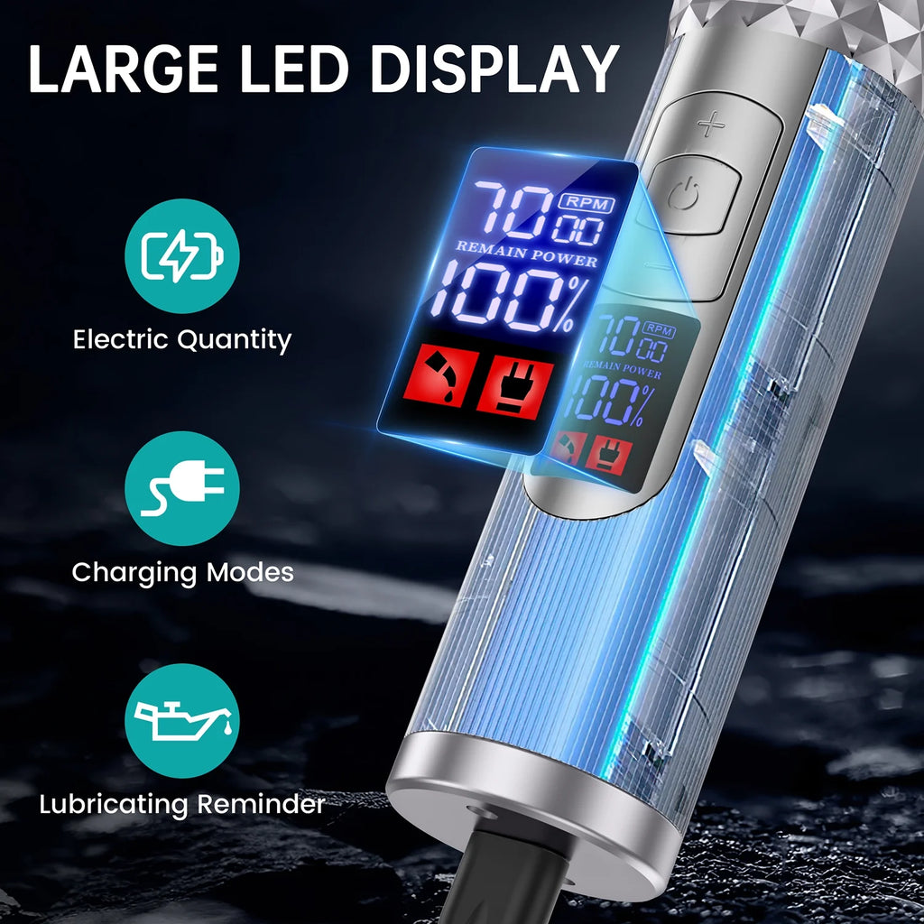 Hair Clippers, 7000 RPM Beard Trimmer for Men, Rechargeable Cordless Electric Razor Shaver, All in One Men'S Grooming Kit with LED Display & 10 Guide Combs, Gifts for Husband Father Boyfriend