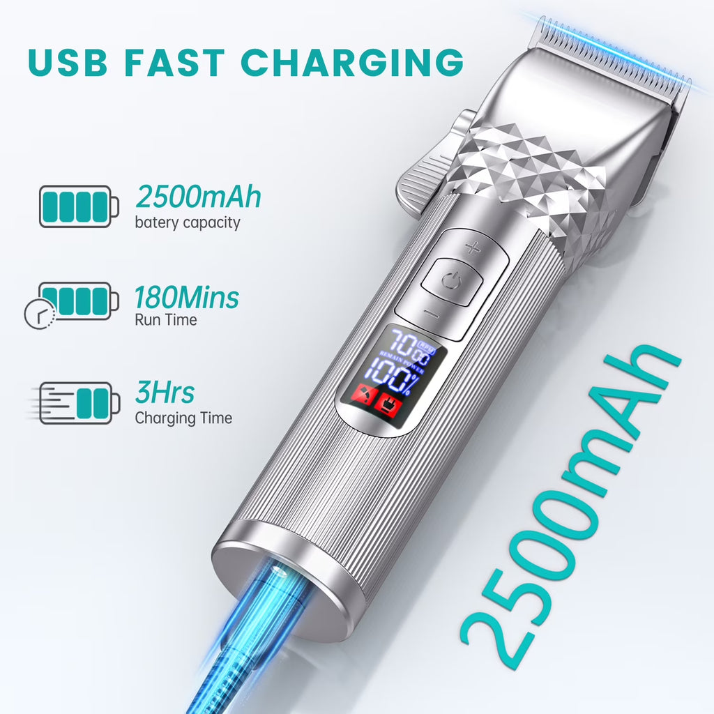 Hair Clippers, 7000 RPM Beard Trimmer for Men, Rechargeable Cordless Electric Razor Shaver, All in One Men'S Grooming Kit with LED Display & 10 Guide Combs, Gifts for Husband Father Boyfriend