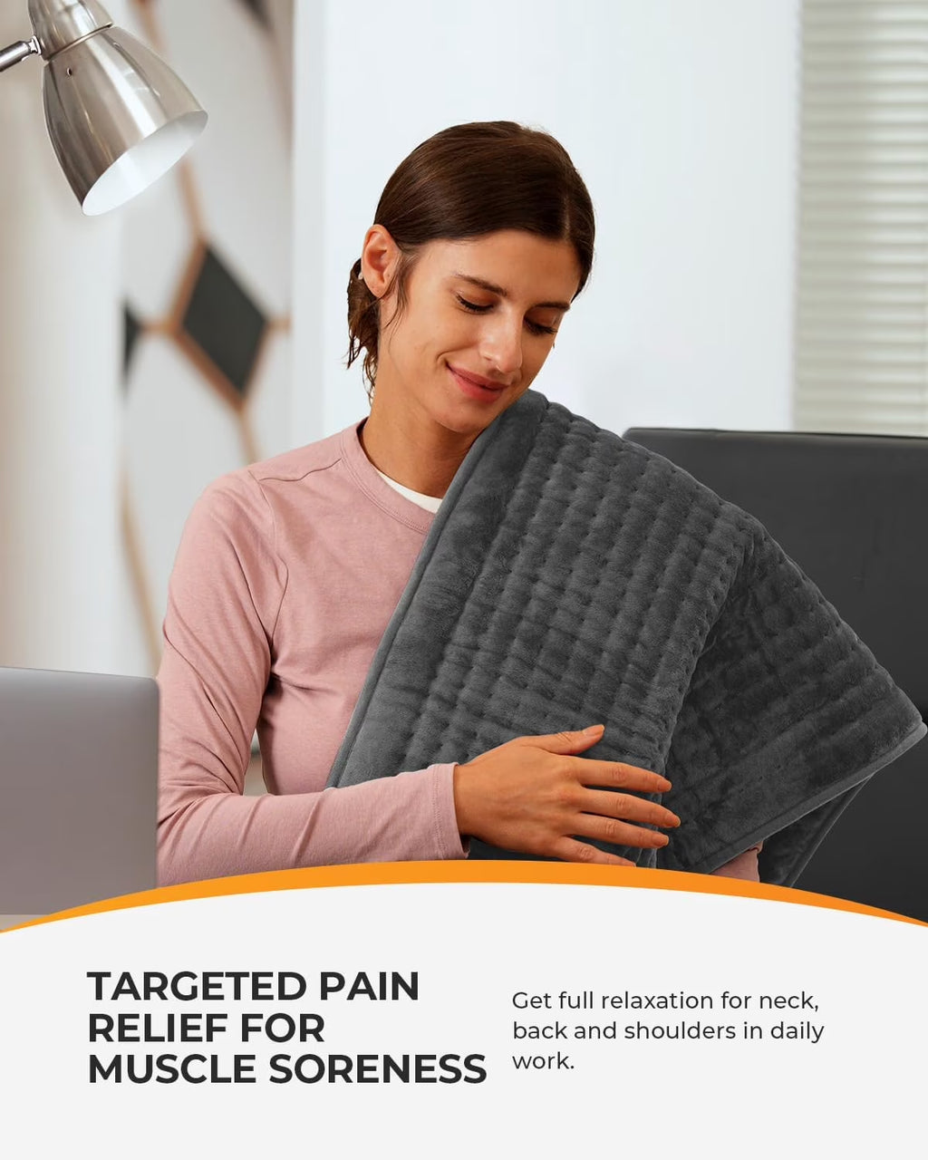 33"X17" Large Electric Heating Pad for Back Neck Shoulders Muscle Pain, Cramps Relief with Auto Shut Off, 3 Timer, 6 Temp Controller, Gifts