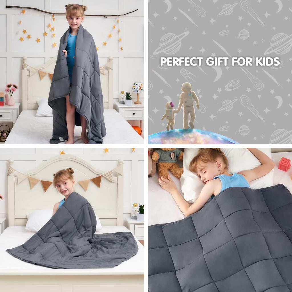 Kids Weighted Blanket 5Lbs, 36.2"X48.2" Toddler Weighted Blanket for Sleep & Calming, Breathable Heavy Blanket for Children, Gray