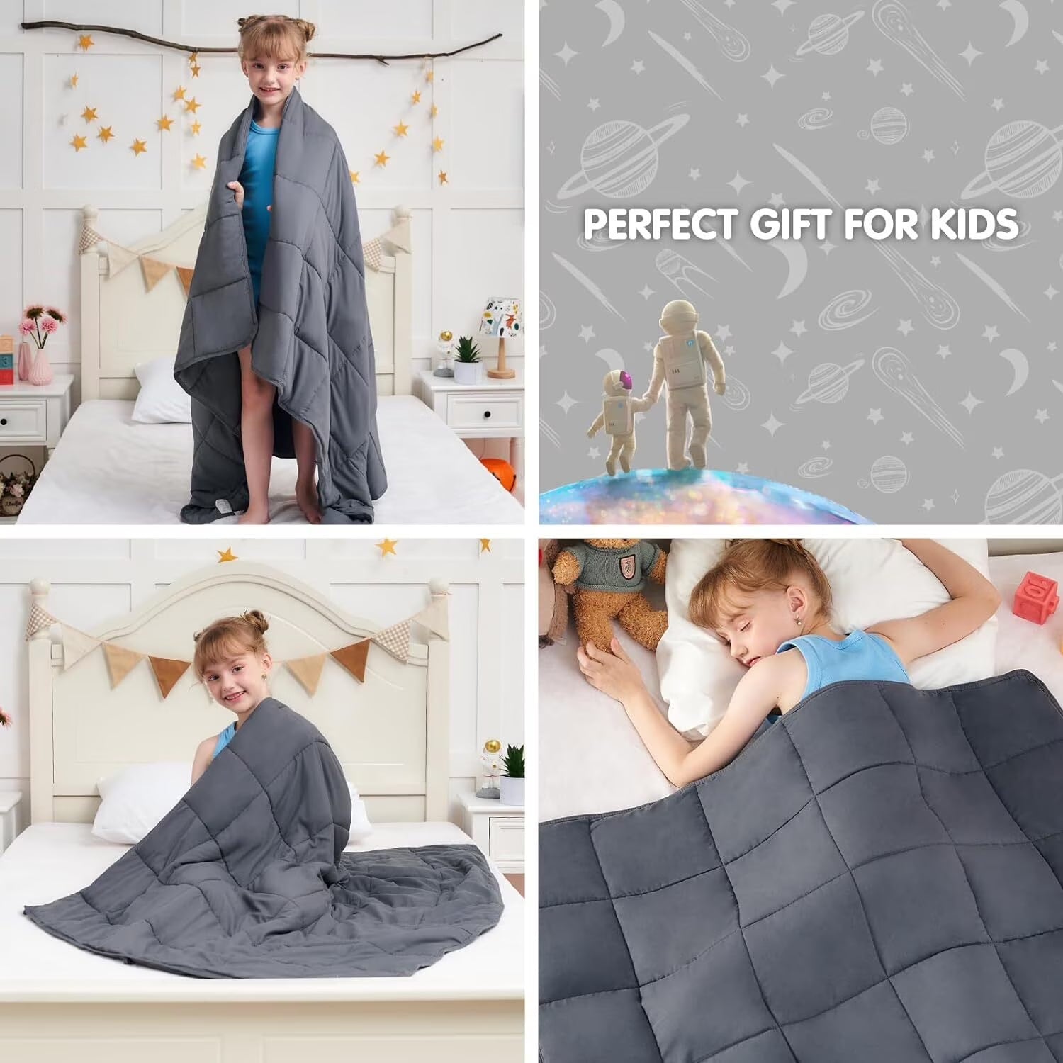 Kids Weighted Blanket 5Lbs, 36.2"X48.2" Toddler Weighted Blanket for Sleep & Calming, Breathable Heavy Blanket for Children, Gray