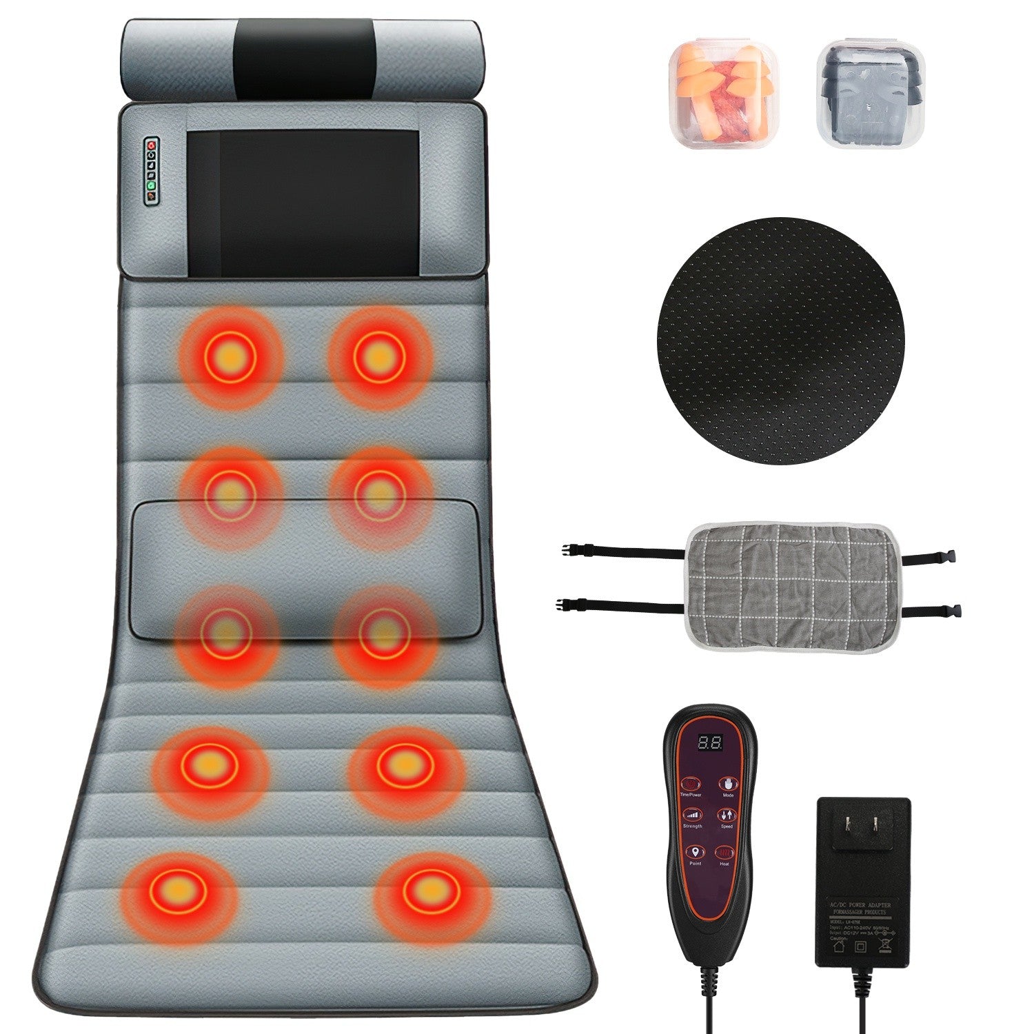 Full Body Electric Massage Mat W/Heat Vibration Massage Pad Cushion Back Massage