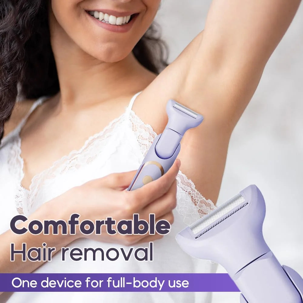 5-In-1 Electric Razor & Shaver for Women, Painless Hair Remover & Epilator with LED Display, Rechargeable Cordless Bikini Hair Trimmer for Face, Legs, Underarms, Eyebrows & Body
