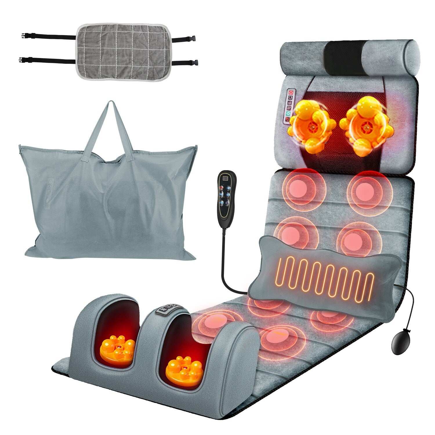 Full Body Electric Massage Mat W/Heat Vibration Massage Pad Cushion Back Massage