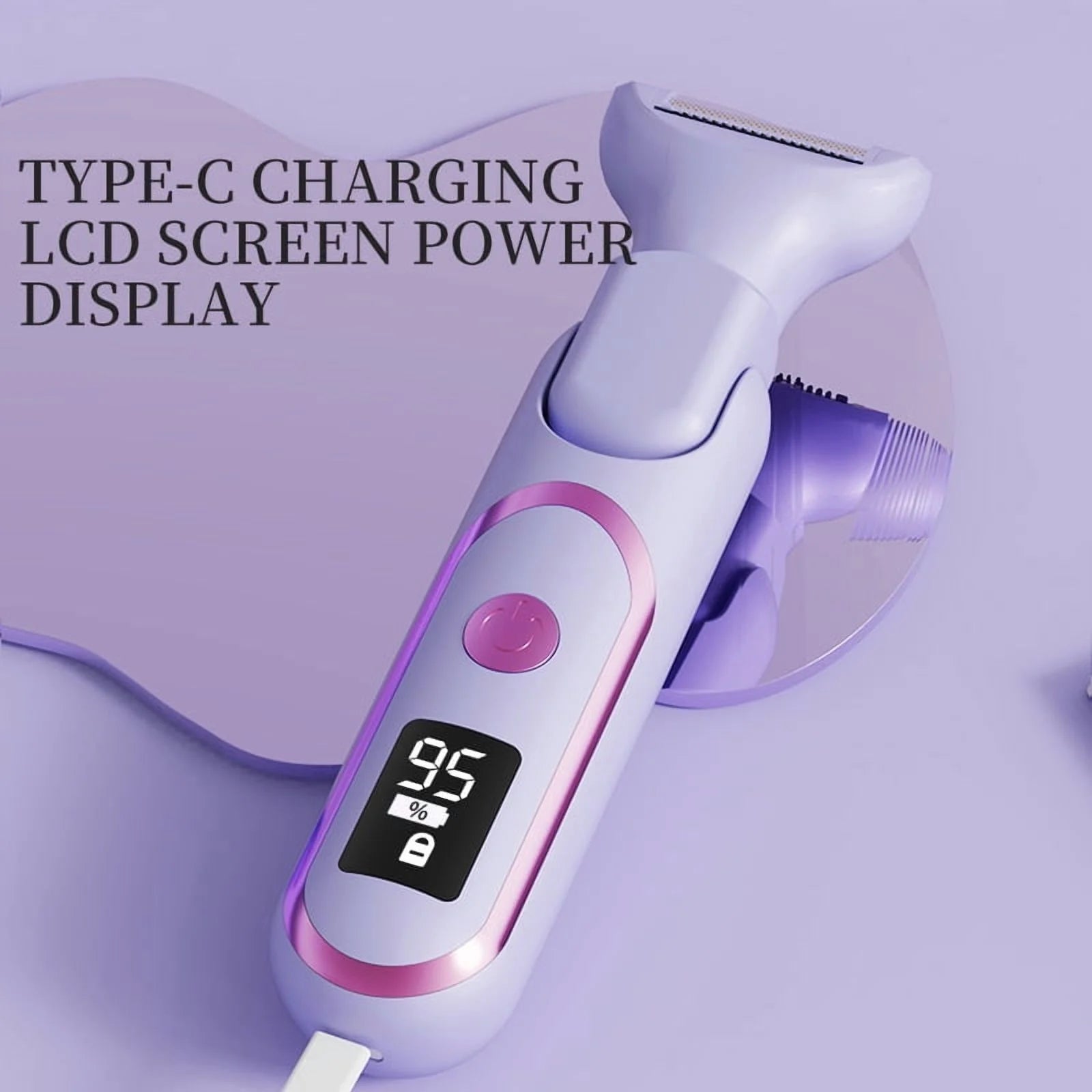 5-In-1 Electric Razor & Shaver for Women, Painless Hair Remover & Epilator with LED Display, Rechargeable Cordless Bikini Hair Trimmer for Face, Legs, Underarms, Eyebrows & Body