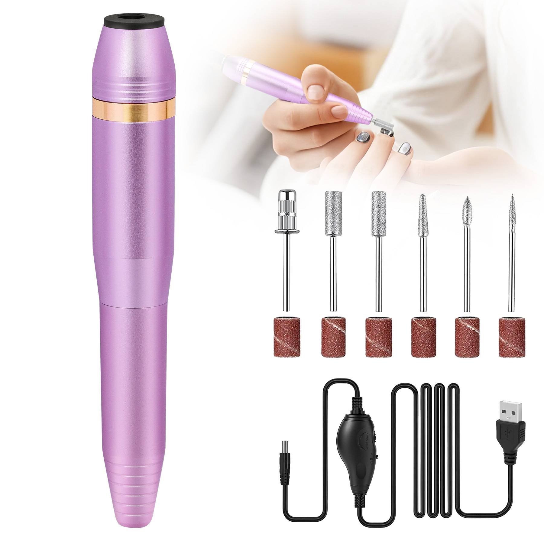 Professional Portable Electric Nail File Kit, Manicure with Nail Drill Bits