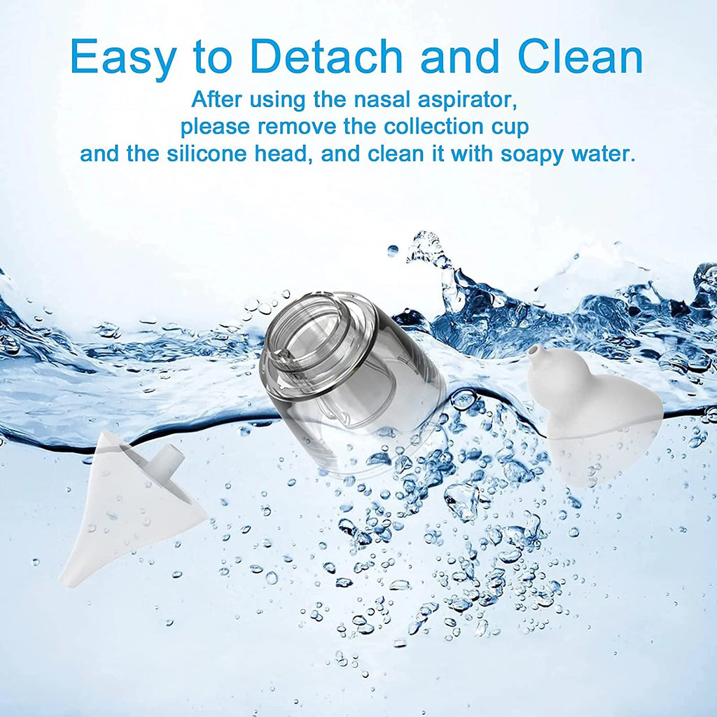 Baby Nasal Aspirator - Electric Music Infant Nose Nasal Aspirator - Automatic Booger Mucus Remove Cleaner for Newborn Kid with 4 Replacement Nozzles - 3 Suction Power Adjustable - USB Charging