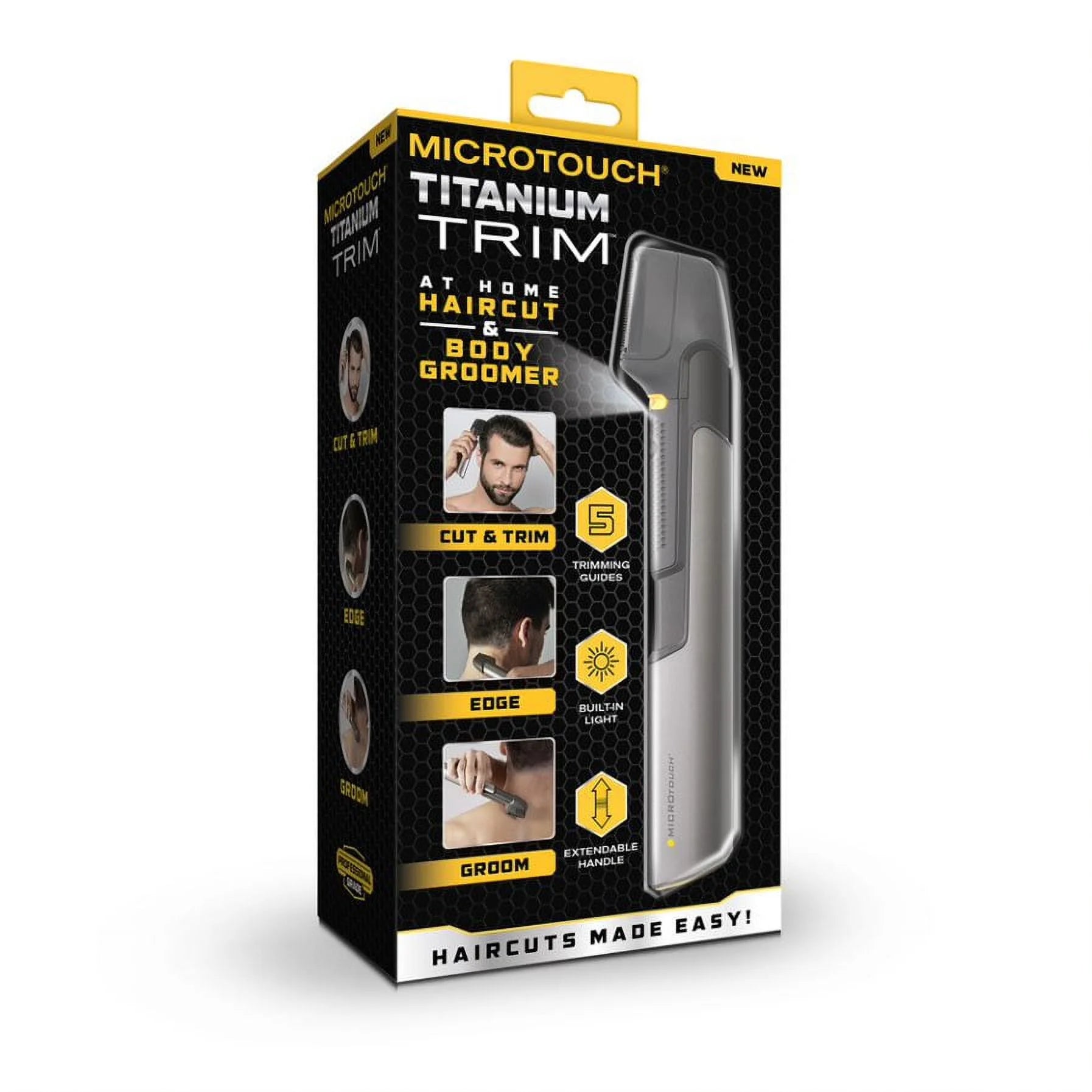 Titanium Trim Cordless Electric Trimmer, at Home Haircut and Body Groomer, Black