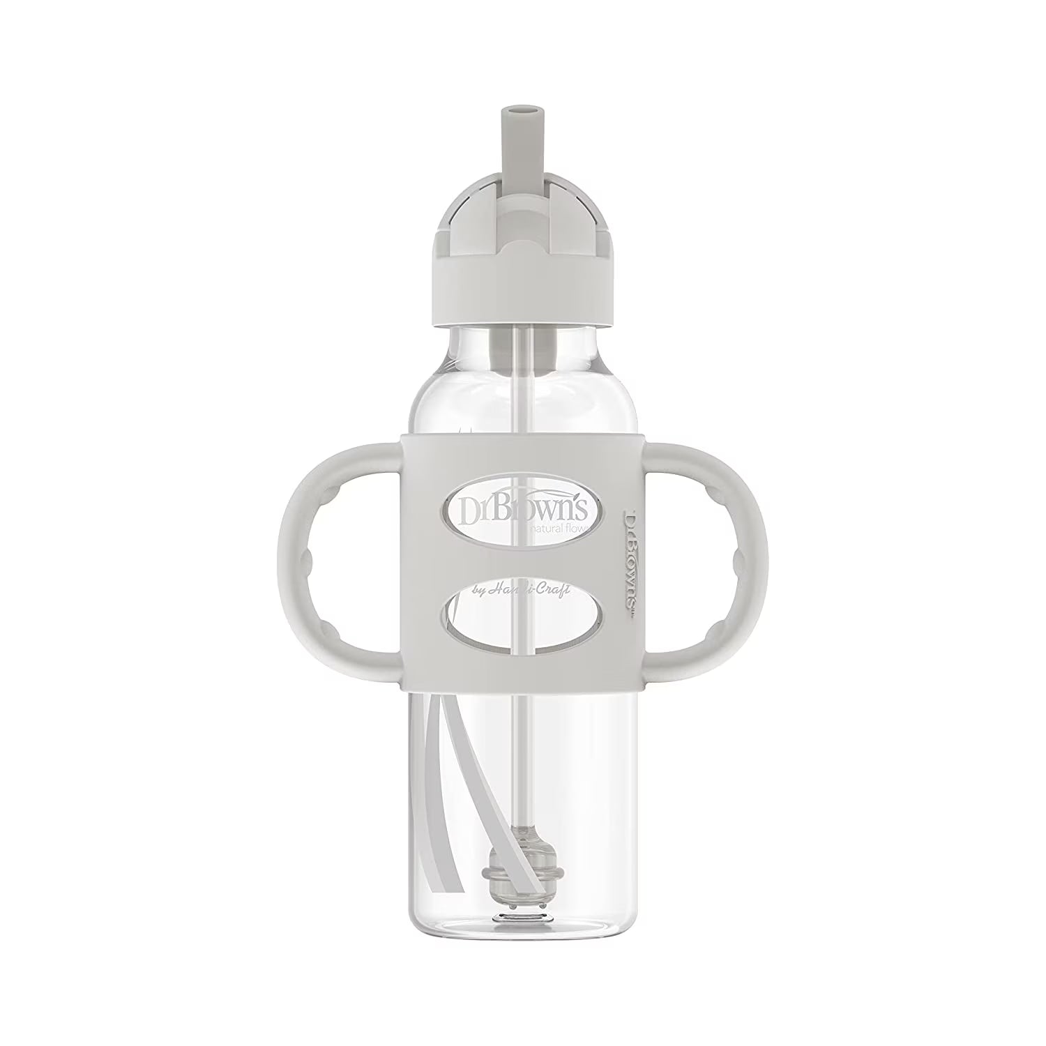 Milestones Sippy Straw Bottle with Silicone Handles - Green/Gray - 2Pk