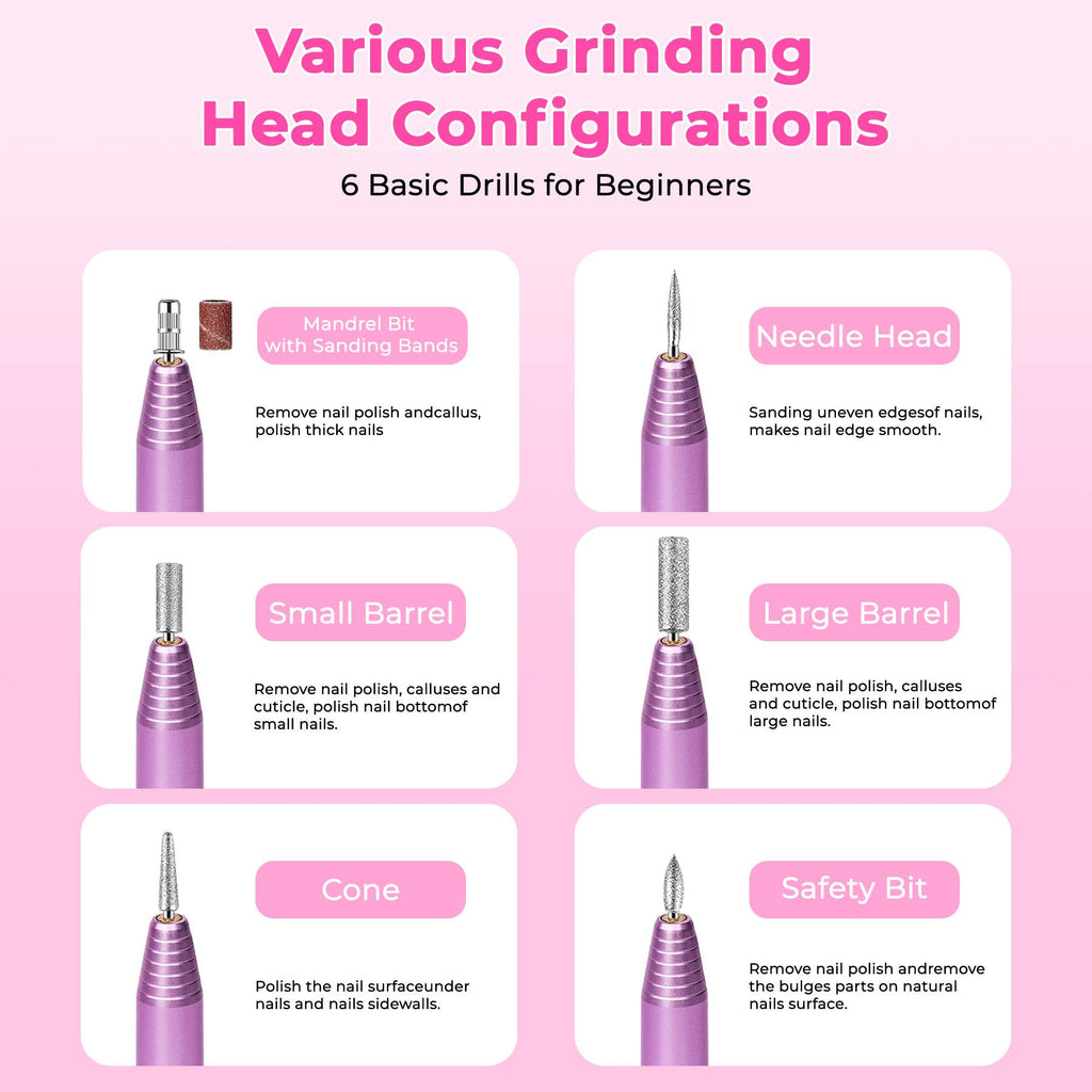 Professional Portable Electric Nail File Kit, Manicure with Nail Drill Bits