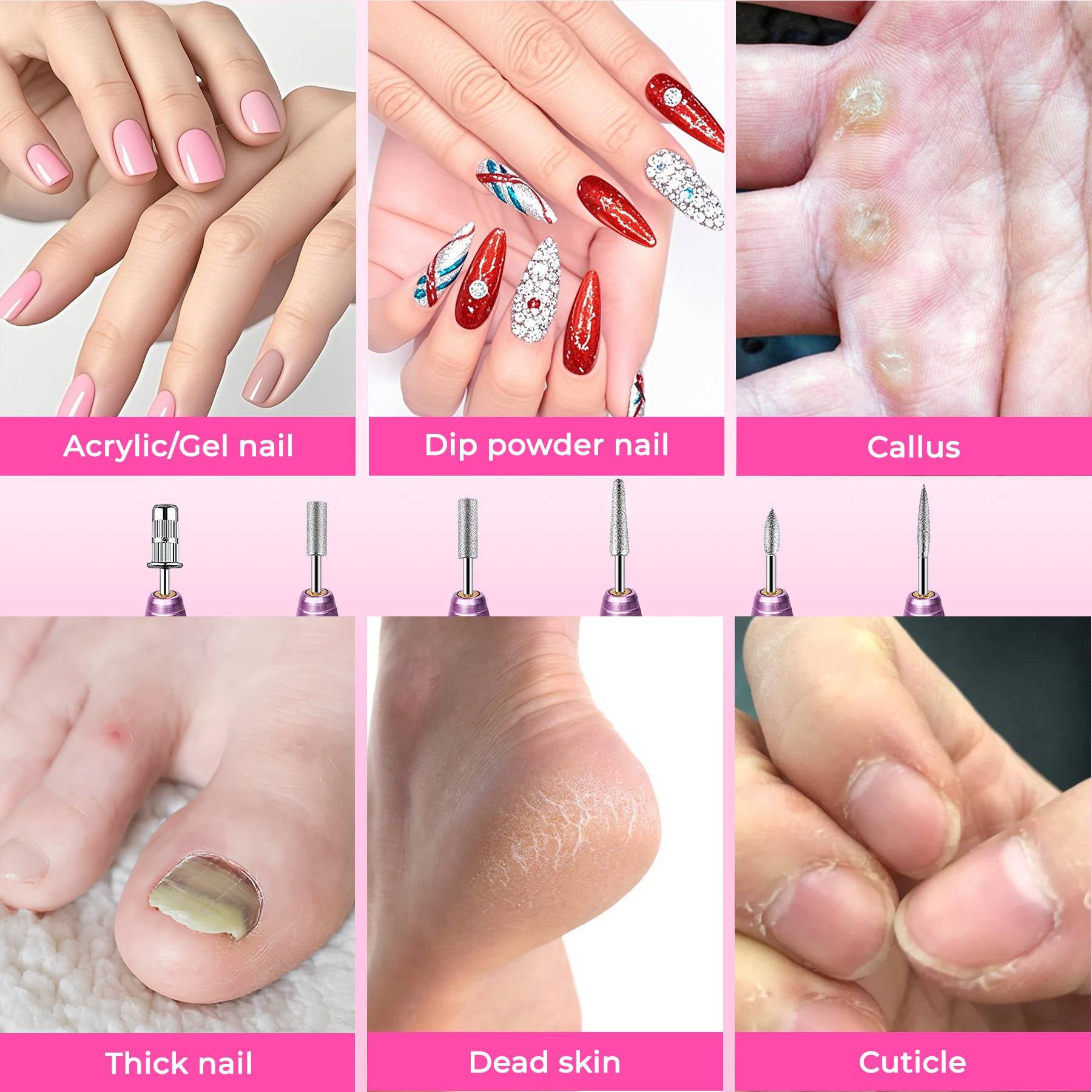 Professional Portable Electric Nail File Kit, Manicure with Nail Drill Bits