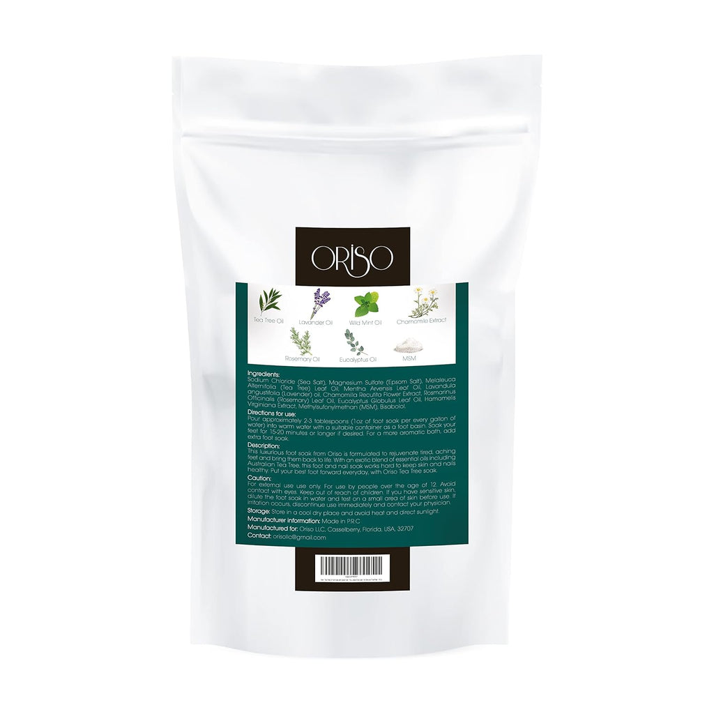 Tea Tree Oil Foot Soak - Pedicure Supplies with Epsom Salts and Lavender - Athletes Foot Treatment for Cracked and Dry Feet - Stubborn Foot Odor - Softens Calluses - Better Toe Nail Health - 16 Oz