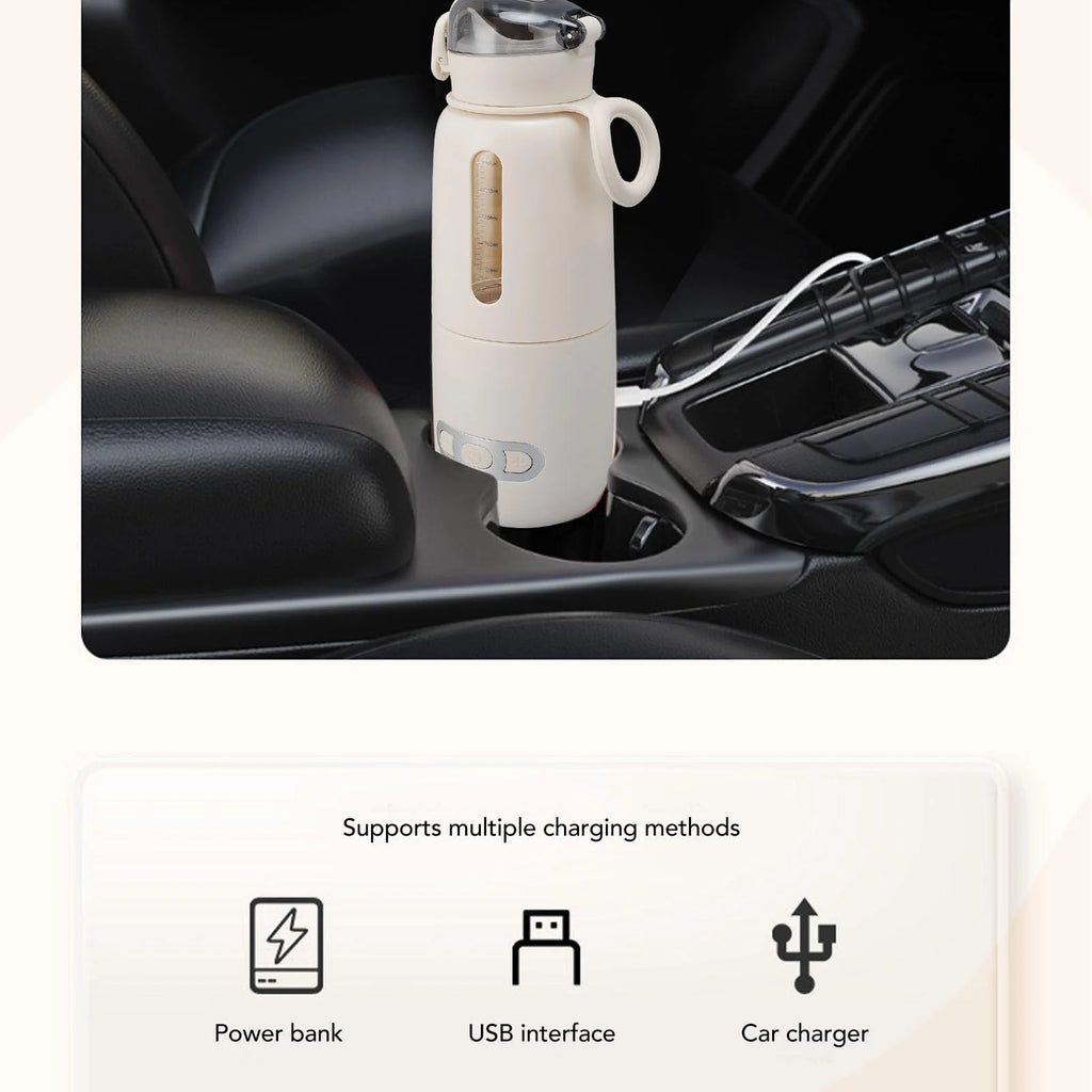 Portable Water Warmer, 350Ml Big Capacity Travel Warmer for Baby,Fast Heating Milk Warmer,Usb Rechargeable, Portable Bottle Warmer for Vehicle, Car
