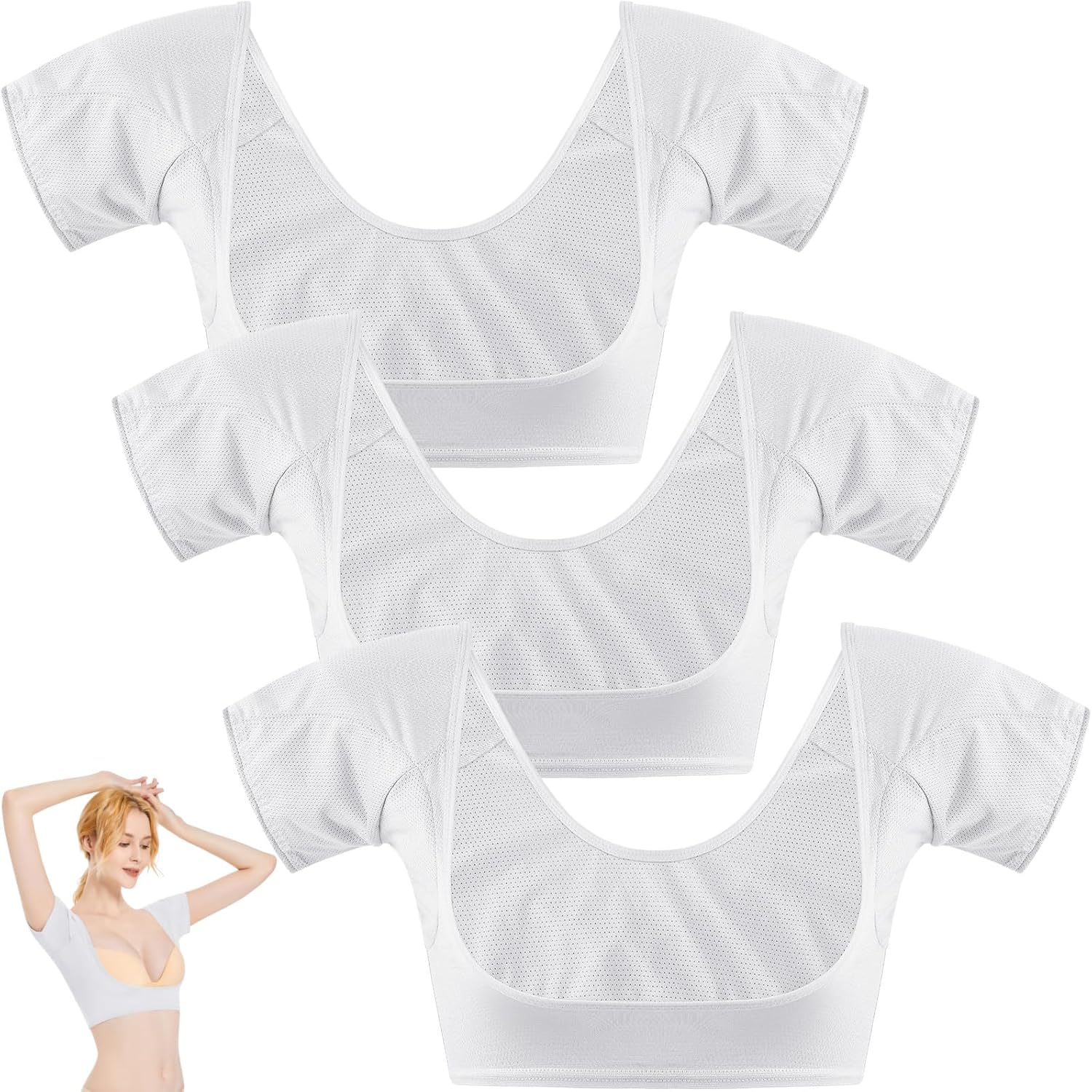 3-Pack Women’s Underarm Sweat-Proof Vest – Reusable Armpit Sweat Pads for All-Day Dry Comfort