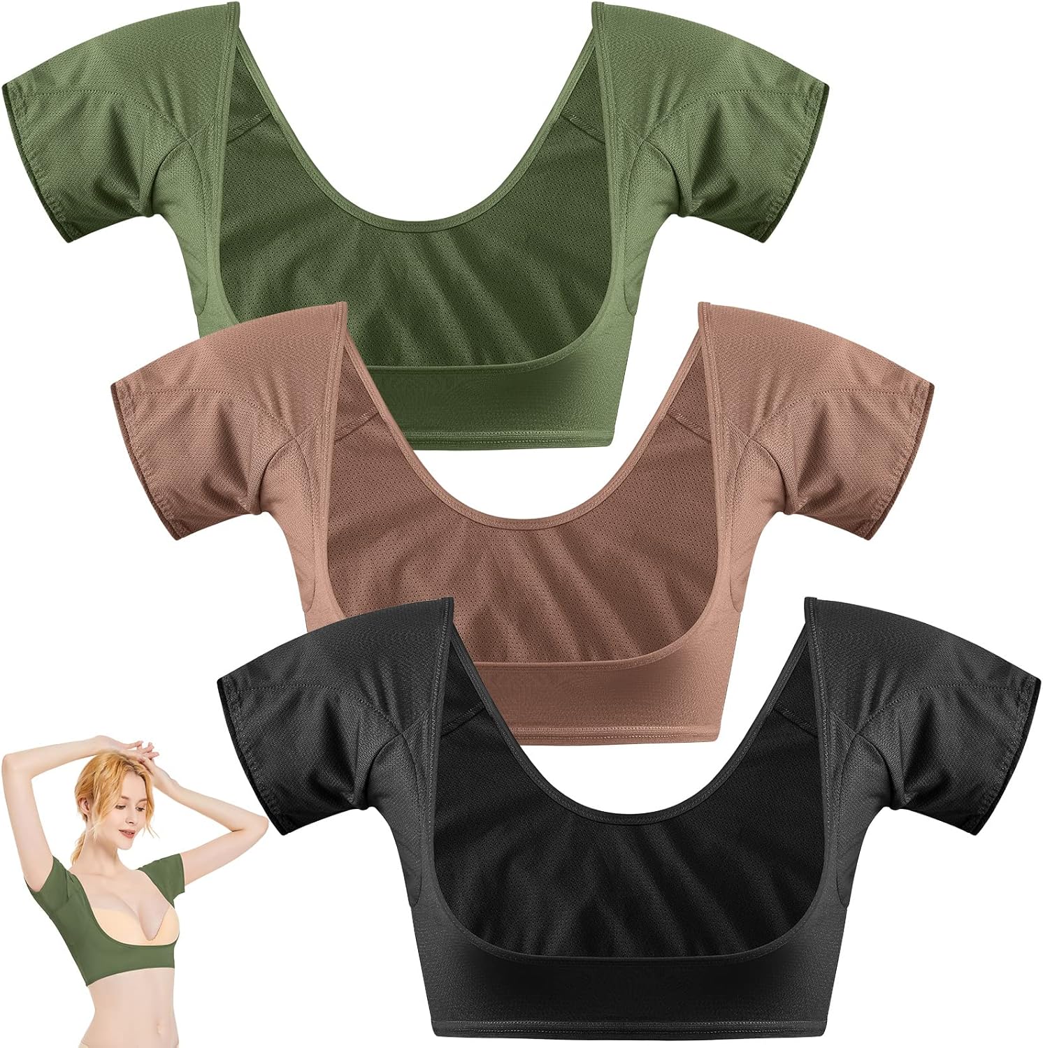 3-Pack Women’s Underarm Sweat-Proof Vest – Reusable Armpit Sweat Pads for All-Day Dry Comfort
