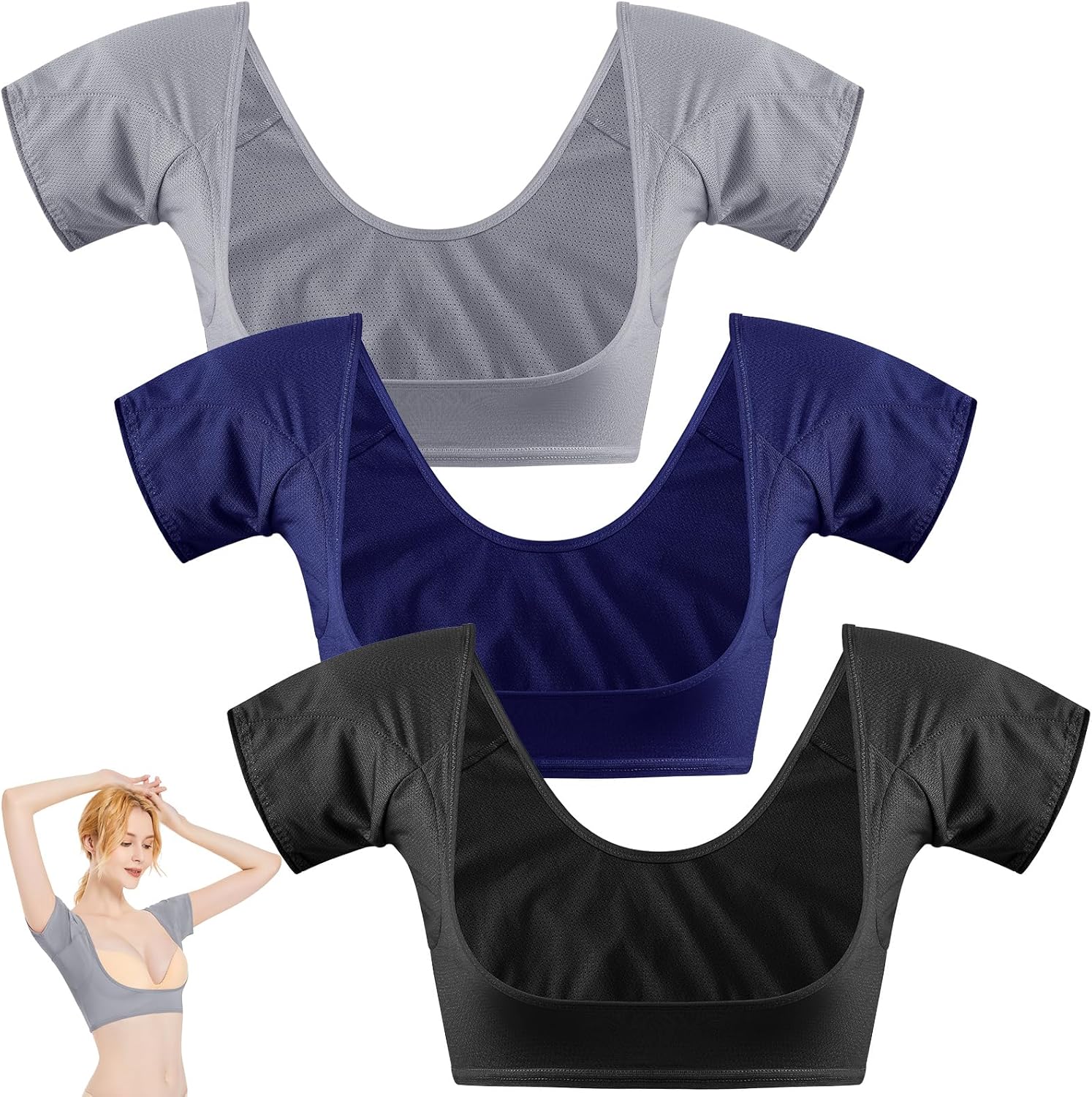 3-Pack Women’s Underarm Sweat-Proof Vest – Reusable Armpit Sweat Pads for All-Day Dry Comfort