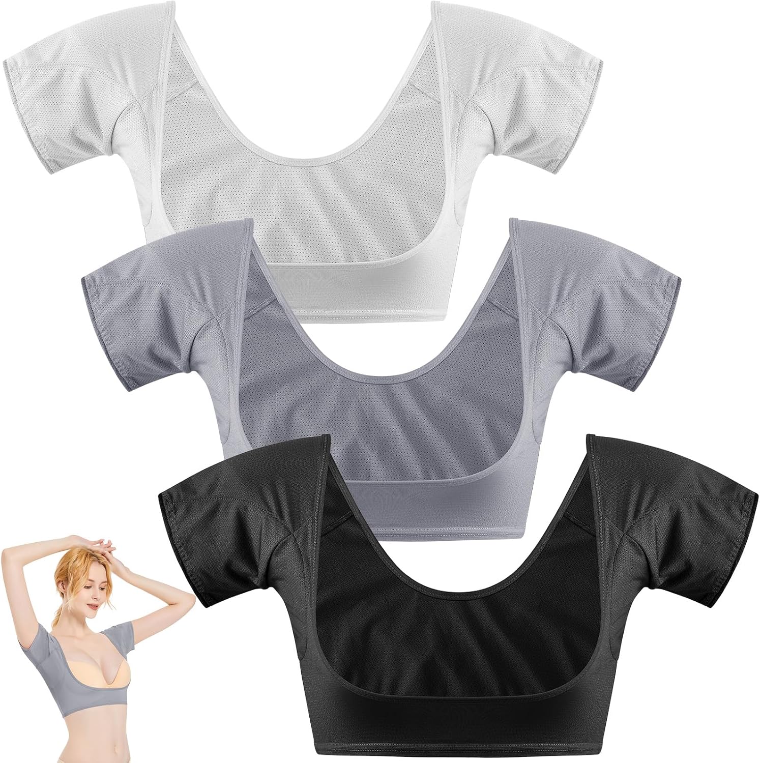 3-Pack Women’s Underarm Sweat-Proof Vest – Reusable Armpit Sweat Pads for All-Day Dry Comfort