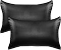 2 PACK Cooling Viscose Satin Pillowcase Set with Hidden Zipper Closure, Standard/Queen, Black