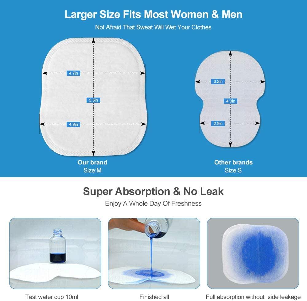 Extra Large Underarm Sweat Pads for Women and Men [80 PCS],  Armpit Sweat Pads Comfortable Unflavored, Non Visible, Extra Adhesive, Disposable Armpit Protection