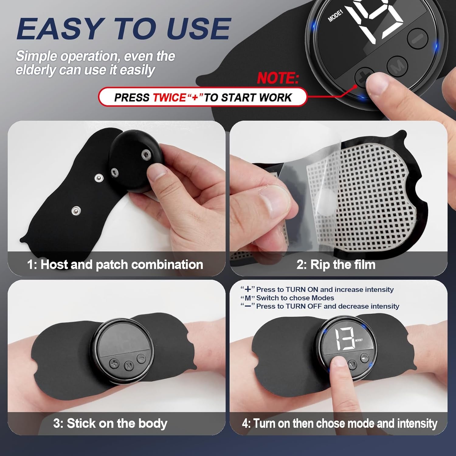 Intelligent Wireless TENS Unit Muscle Stimulator TENS & EMS Device, Electronic Pulse Rechargeable Deep Tissue Mini Body Massager Machine for Back Shoulder Leg Neck Pain Relief