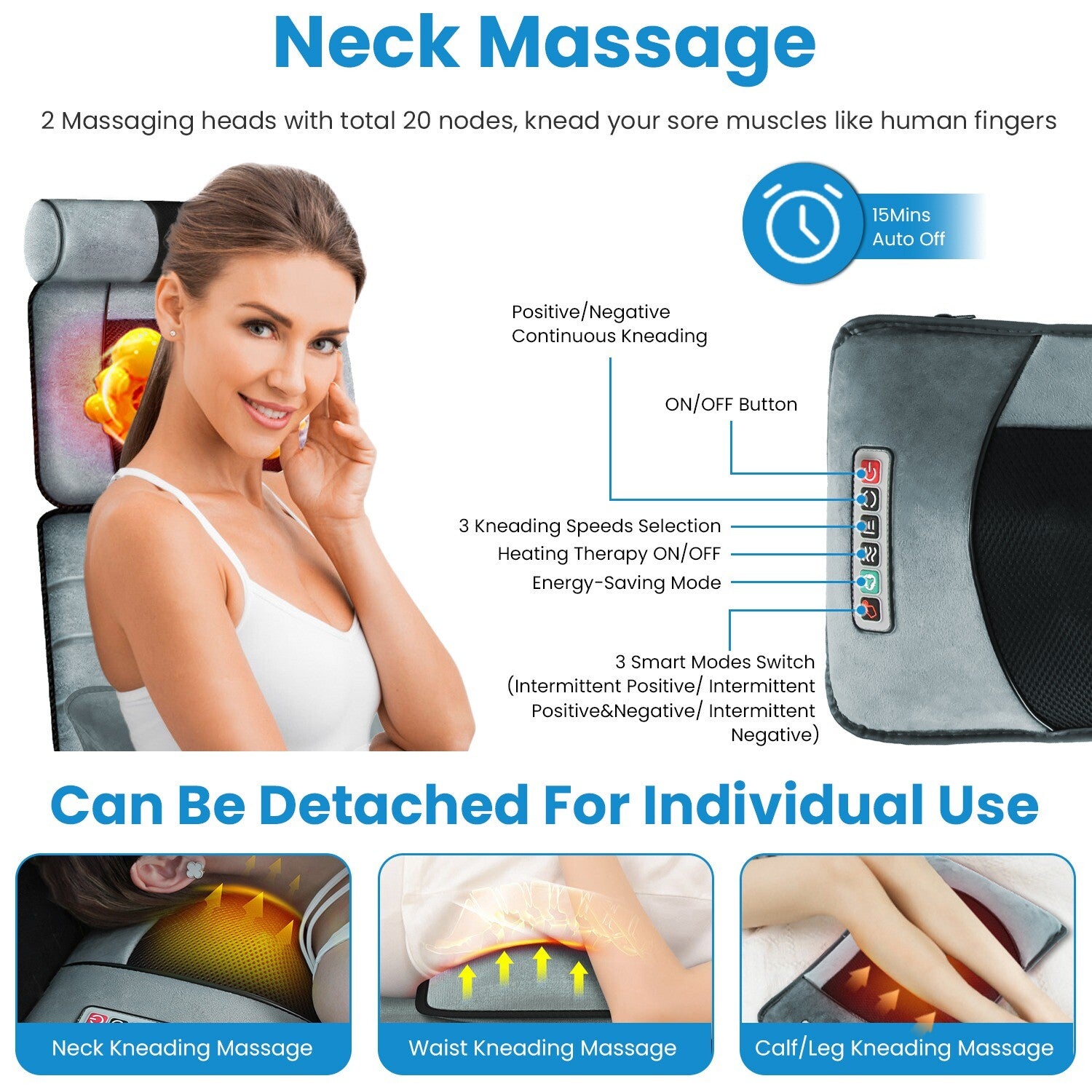 Full Body Electric Massage Mat W/Heat Vibration Massage Pad Cushion Back Massage