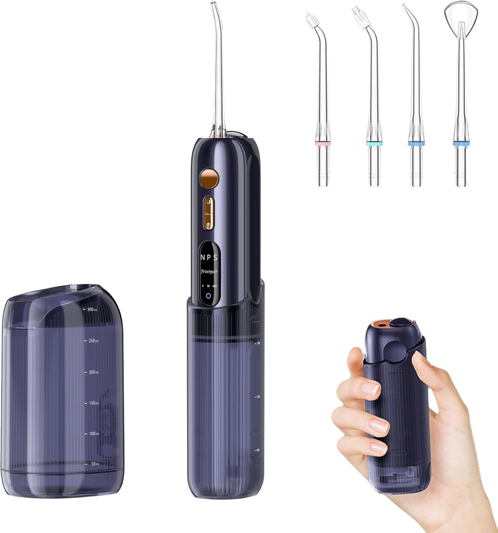 Portable Water Flosser, Mini Water Flosser with 2 Detachable Water Tank for Travel Size,4 Jet Tips and 3 Mode Water Dental Flosser Suit Travel/Home