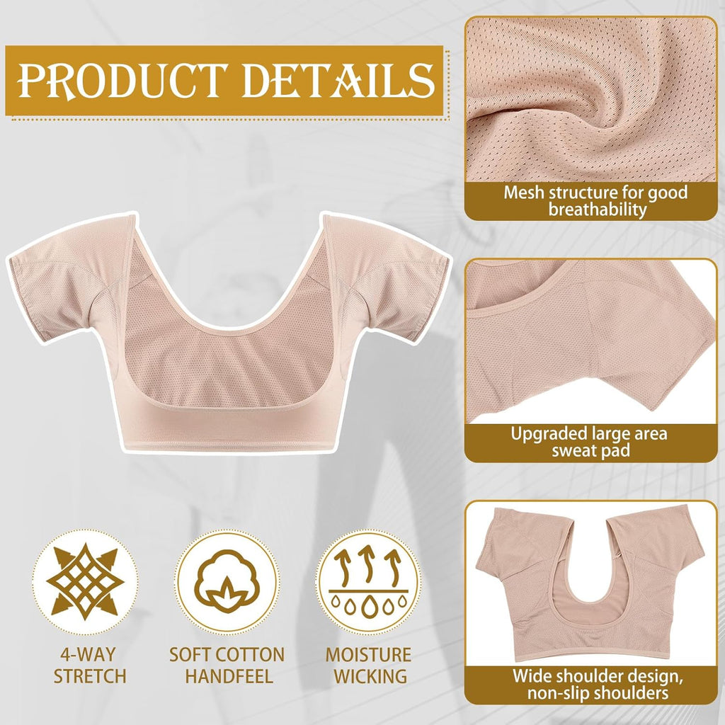 3-Pack Women’s Underarm Sweat-Proof Vest – Reusable Armpit Sweat Pads for All-Day Dry Comfort