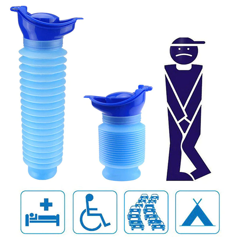Collapsible Emergency Urinal Bottle Set 750ml for Men, Women & Kids – Portable Pee Bottle with Funnel Adapter for Travel, Traffic Jams, Camping & Hiking
