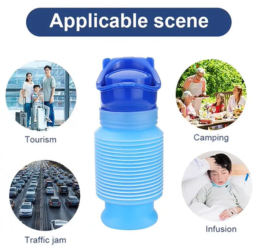 Collapsible Emergency Urinal Bottle Set 750ml for Men, Women & Kids – Portable Pee Bottle with Funnel Adapter for Travel, Traffic Jams, Camping & Hiking