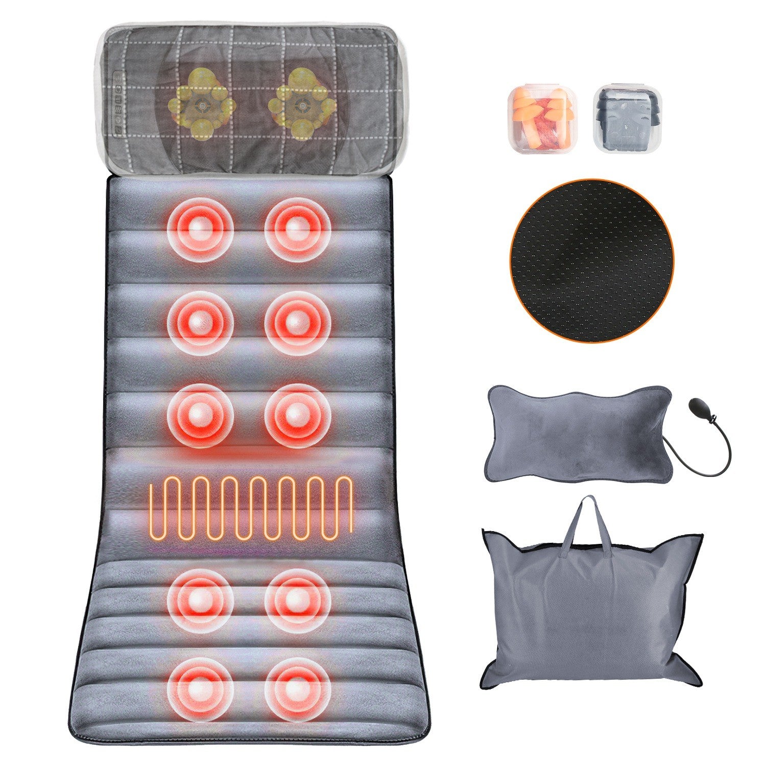 Full Body Electric Massage Mat W/Heat Vibration Massage Pad Cushion Back Massage