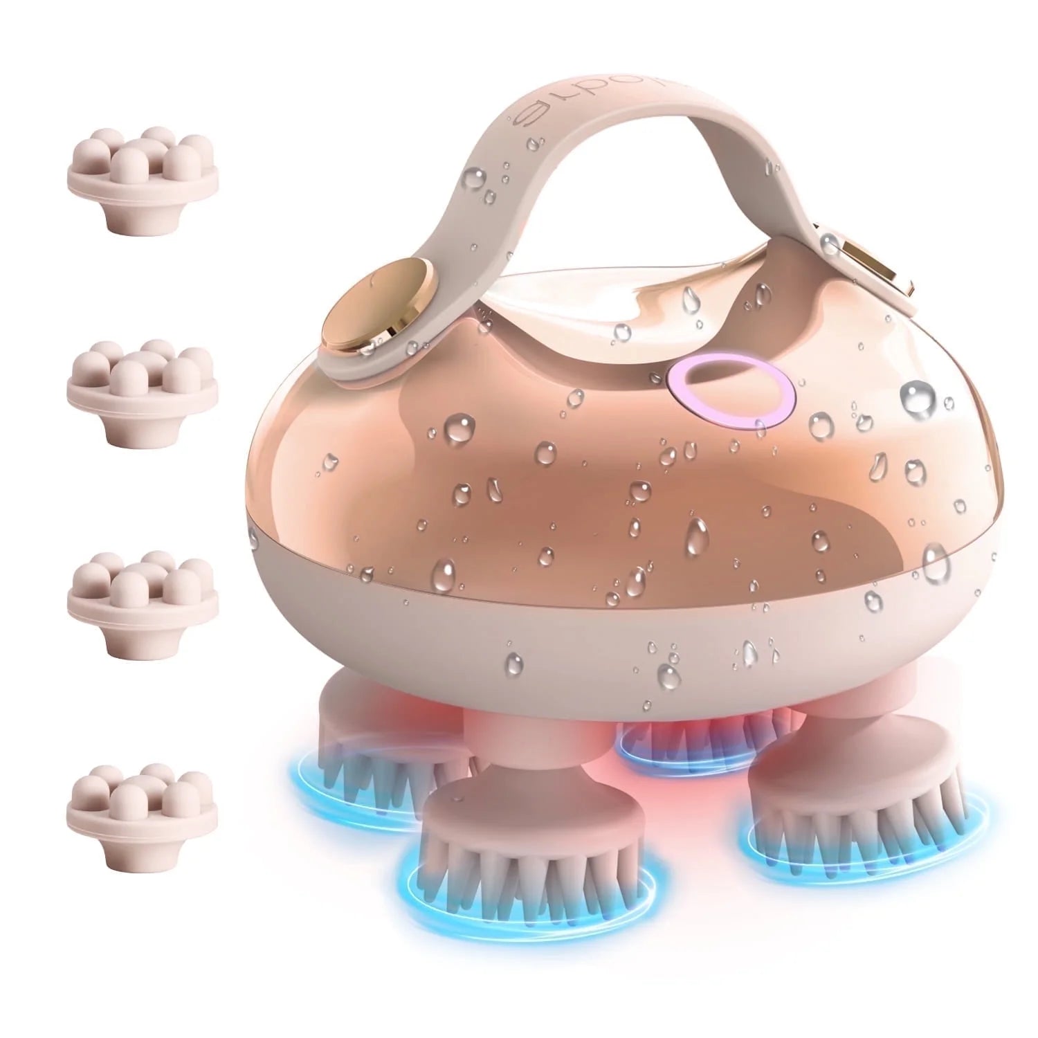 Electric Waterproof Scalp Massager IPX7 with 8 Removable Claws - Rose