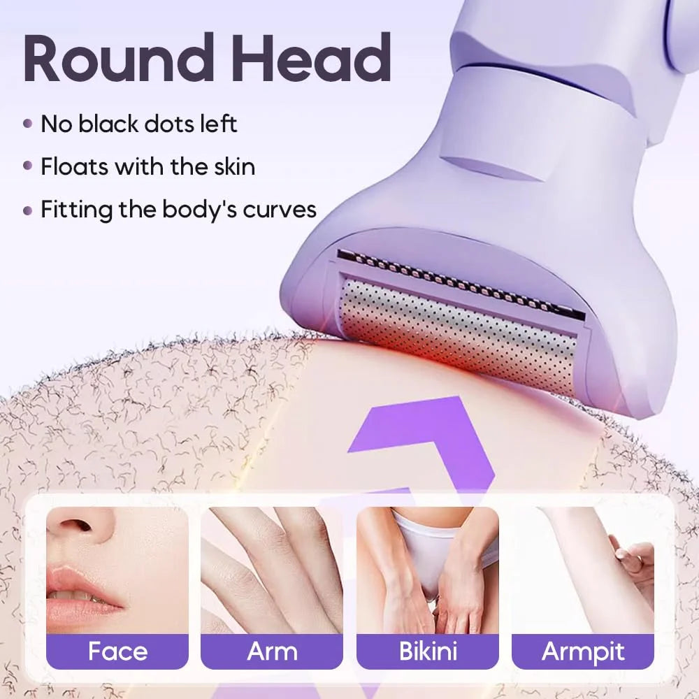 5-In-1 Electric Razor & Shaver for Women, Painless Hair Remover & Epilator with LED Display, Rechargeable Cordless Bikini Hair Trimmer for Face, Legs, Underarms, Eyebrows & Body