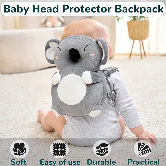 Baby Head Protector Backpack for Falling Crawling and Walking Toddler. Essential Infant Koala Toys Helmets Baby. Must Have 0.5-2 Years