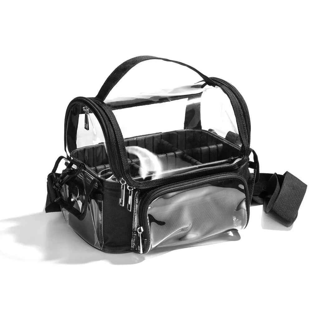 Professional Makeup Artist Travel  Clear Case Waterproof Cosmetic Organizer Bag, Makeup Brush Bag, with Adjustable Strap and Dividers . Waterproof Cosmetic Organizer.