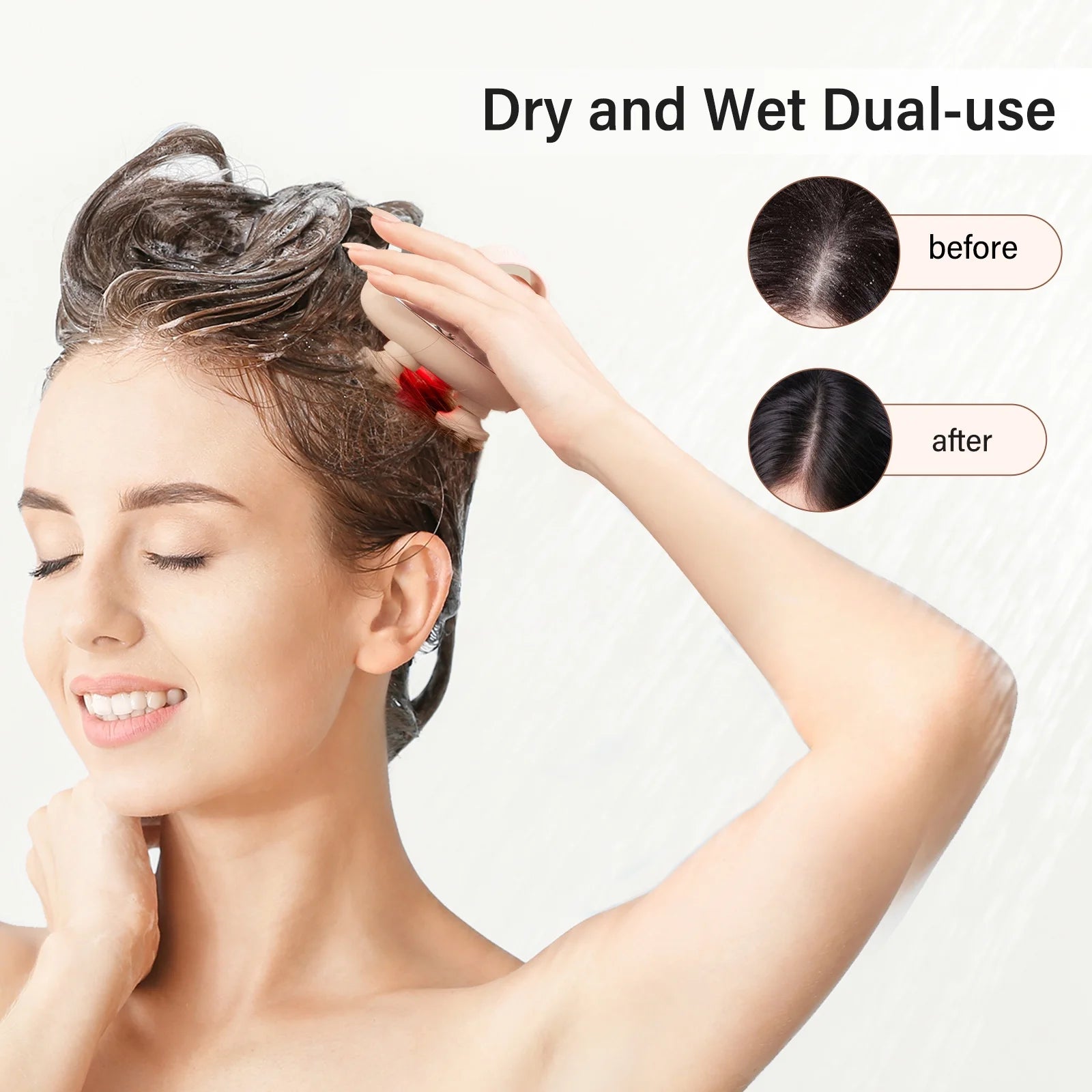 Electric Waterproof Scalp Massager IPX7 with 8 Removable Claws - Rose