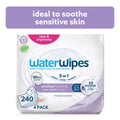 Sensitive Soothing Wipes, 3-In-1 Cleans, Cares, Soothes, 99% Water with Botanical Extract, Unscented & Hypoallergenic Baby Wipes, 4 Packs (240 Wipes)