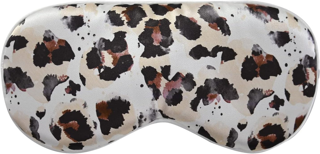 Elegant Luxury Satin Silk Pillowcase for Hair and Skin, Vegan Silk Pillowcase Cover Set with Hiden Zipper with Eye Mask and Scrunchie, Standard Size, Leopard