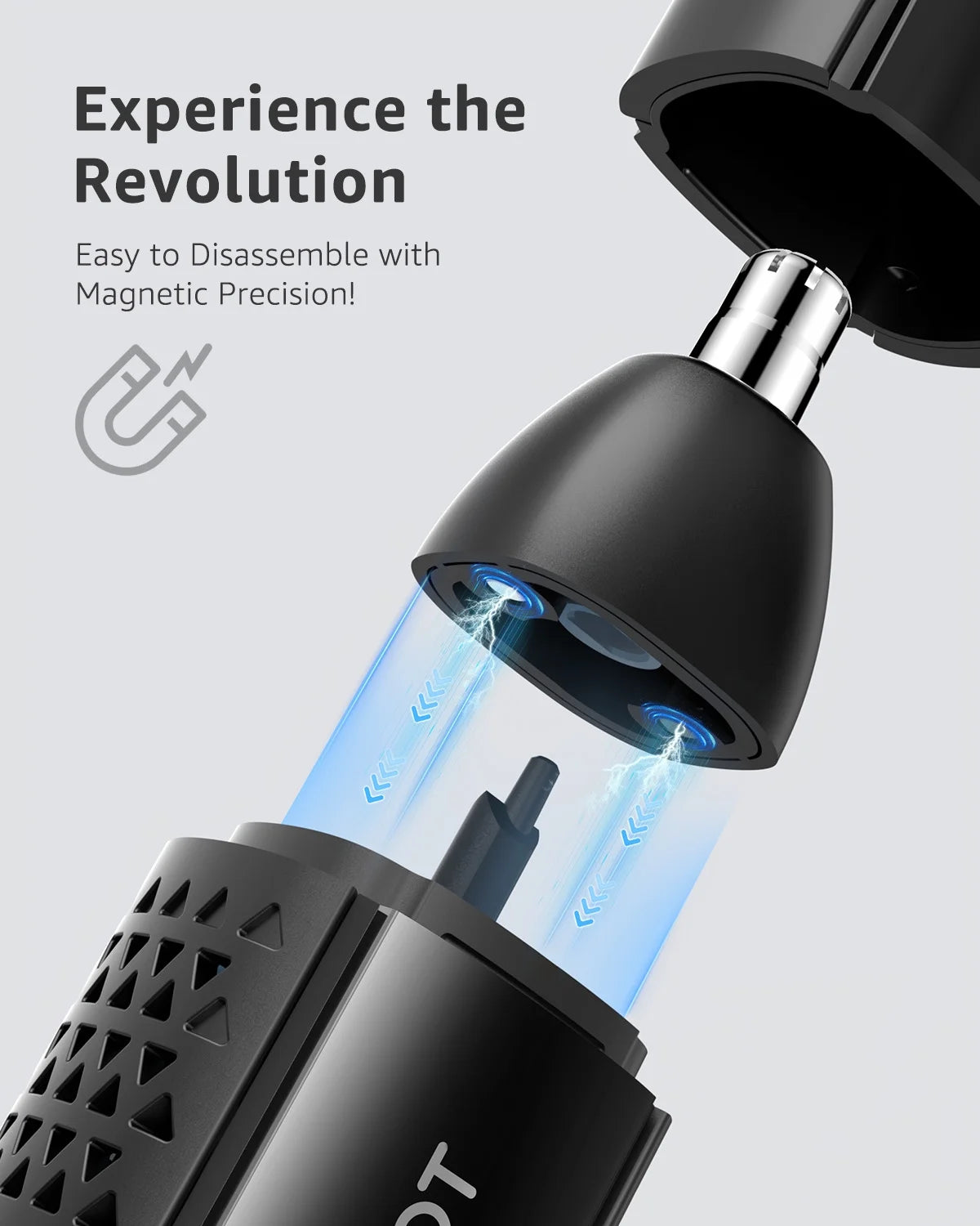Nose & Ear Hair Trimmer for Men, 10,000 RPM Electric Trimmer with Vacuum Suction, IPX7 Waterproof, USB-C Fast Charging, Magnetic Blade, Painless & Easy Cleaning