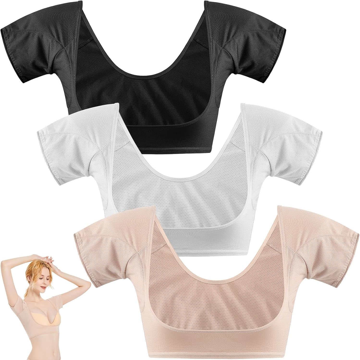 3-Pack Women’s Underarm Sweat-Proof Vest – Reusable Armpit Sweat Pads for All-Day Dry Comfort