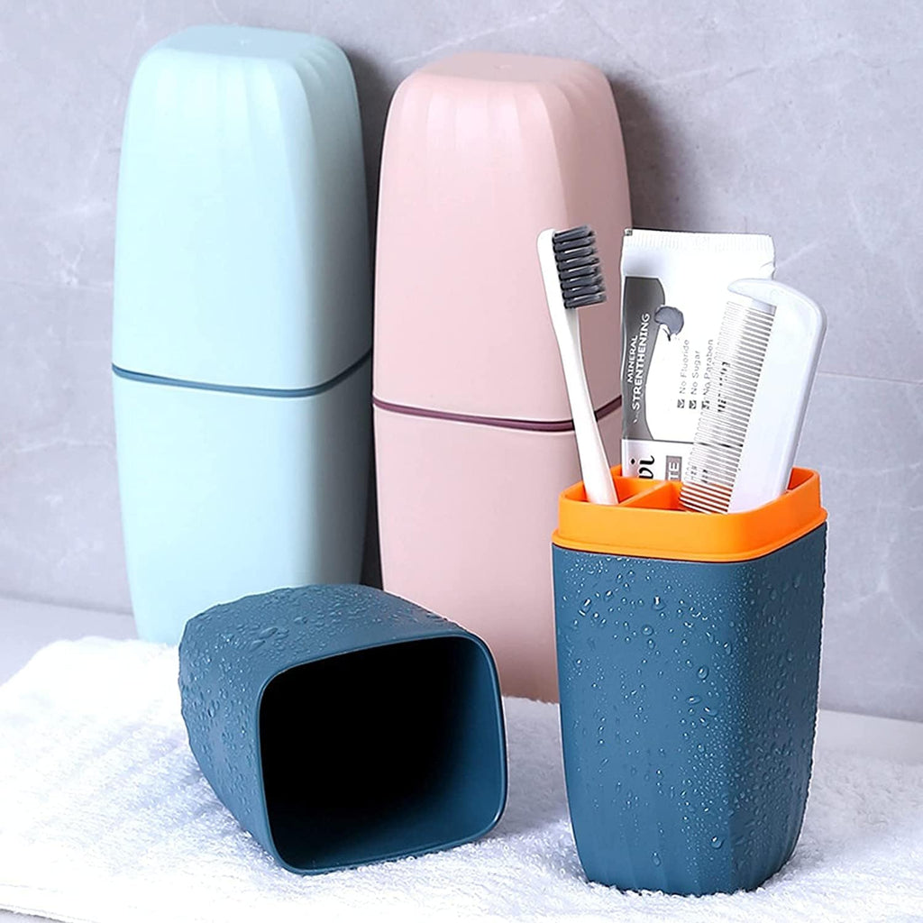 Toothbrush Cup Toothbrush Holder with Cover Travel Boothbrush Holder Portable Toothbrush Case and Carrier for Bathroom School Business Trip (Pink)