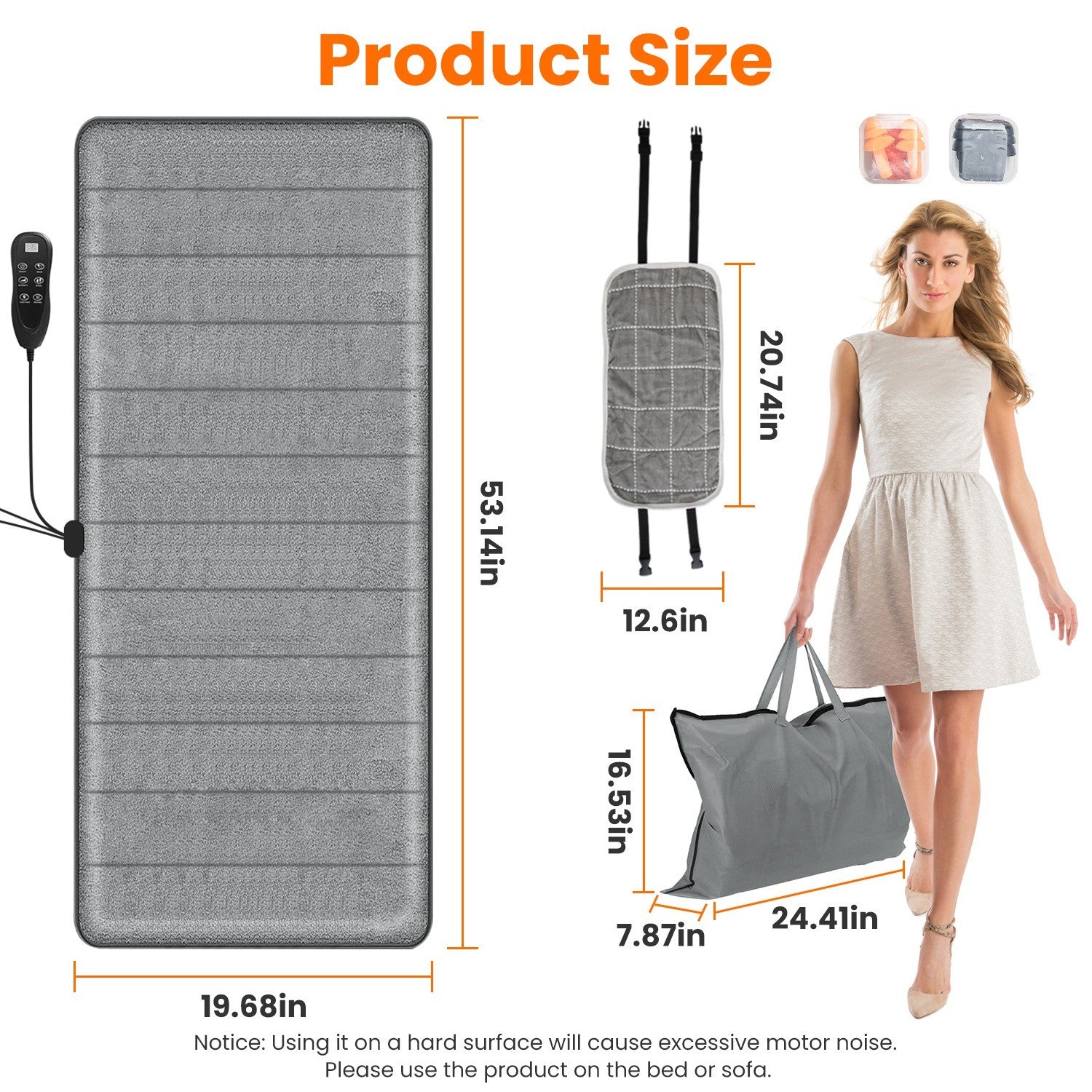 Full Body Electric Massage Mat W/Heat Vibration Massage Pad Cushion Back Massage