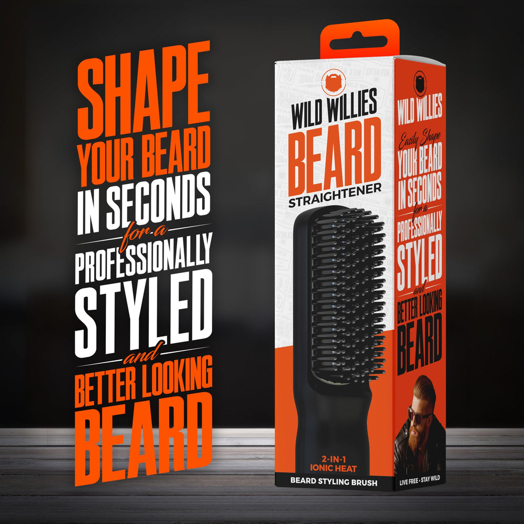 Wild Willie'S Beard Straightener, 2-In-1 Beard Ionic Styling Brush