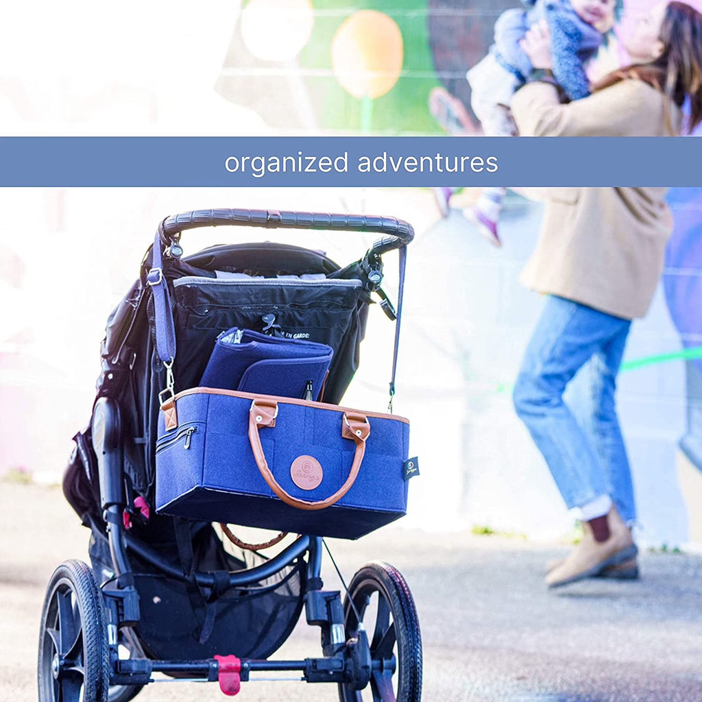 Diaper Caddy Organizer Bag Storage Tote for Baby Stuff Gifts for Moms Blue